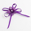 Purple Self-Adhesive Satin Bow With Diamante Flower - 12 Pack