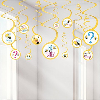 What Will It Be Hanging Swirl Decorations (12pk)