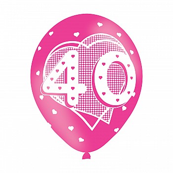 Age 40 Pink Latex Balloons (6pk)