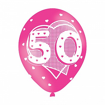 Age 50 Pink Latex Balloons (6pk)