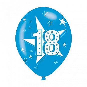 Age 18 Blue Latex Balloons (6pk) 