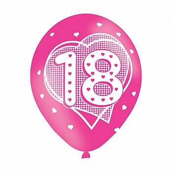 Age 18 Pink Latex Balloons (6pk)