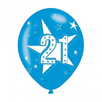 Age 21 Blue Latex Balloons (6pk) 