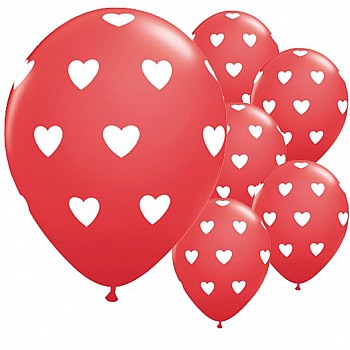 Big Red Hearts Valentine's Balloons - 11" Latex