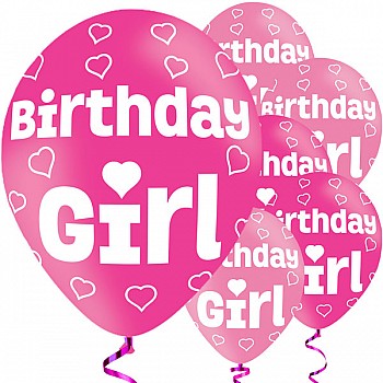 Birthday Girl Balloons - 11'' Latex (6pk)