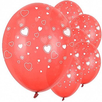 Red Hearts Latex Balloons - 11"