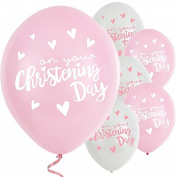 Pink Christening Day Latex Balloons - 11" Latex (6pk)