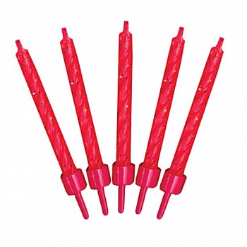 Spiral Birthday Candles - Pink Glitter