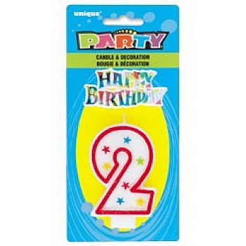 Numeral 2 Glitter Candle with Cake Decor