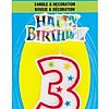 Numeral 3 Glitter Candle with Cake Decor