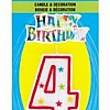 Numeral 4 Glitter Candle with Cake Decor