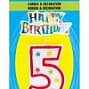 Numeral 5 Glitter Candle with Cake Decor