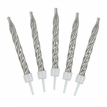 Spiral Birthday Candles - Silver