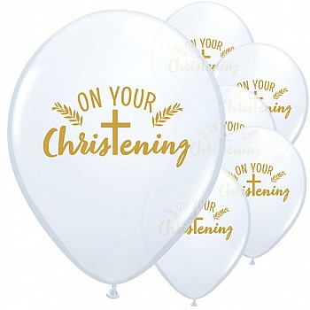 White Christening Day Latex Balloons - 11" Latex (25pk)