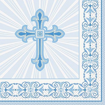 Blue Radiant Cross Luncheon Napkins 16ct   