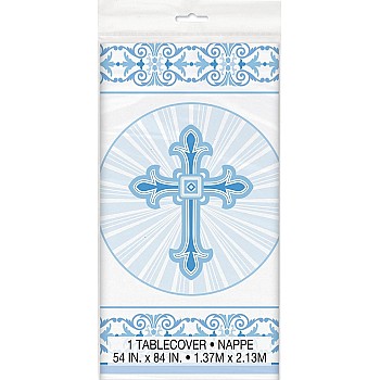 Blue Radiant Cross Plastic Tablecover 1.37m X 2.13m