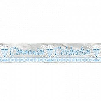 Communion Blue Foil Banner 12ft. - Radiant Cross