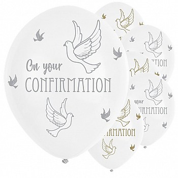 Confirmation Dove Balloons - 11" Latex (6pk)