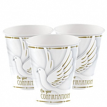 Confirmation Dove Paper Cups - 266ml (8pk)