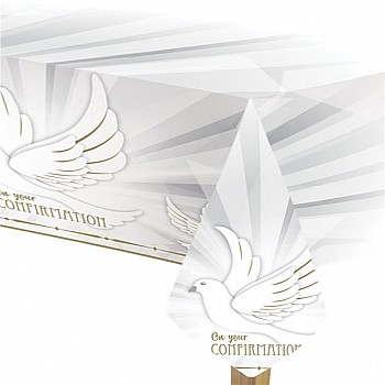 Confirmation Dove Plastic Tablecover - 1.8m x 1.2m 