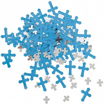 Foil Radiant Cross Blue Religious Confetti