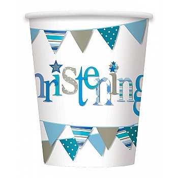 Christening Blue Bunting 9oz Cups (8pk)