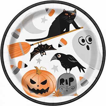 Bats and Boos Halloween Paper Party Plates (8pk)