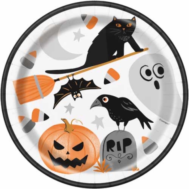 Bats and Boos Halloween Paper Party Plates (8pk)