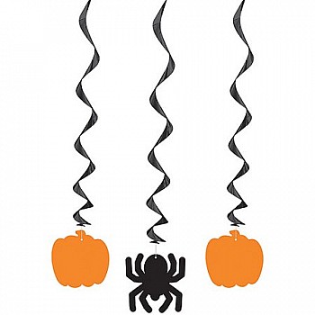 Pumpkin & Spider Hanging Swirl Decoration 26"L 3CT