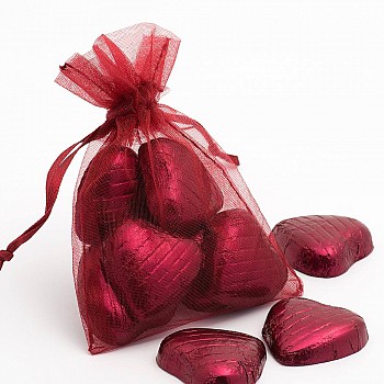 Burgundy organza bags – 3″x4″ (7.5cm x 10cm) – pack of 10