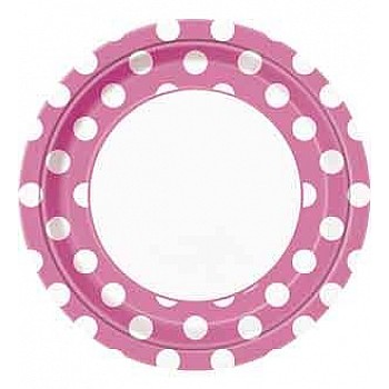 Hot Pink 9" Dots Paper Party Plates (16pk)