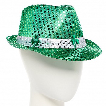 St Patrick's Day Sequin Fedora Hat