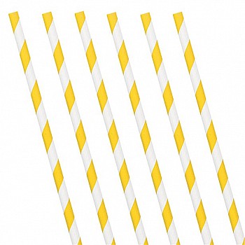 Sunshine Yellow Stripe Paper Straws (24 Pack)