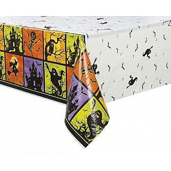 Halloween Haunted House Plastic Tablecover 54" x 84"